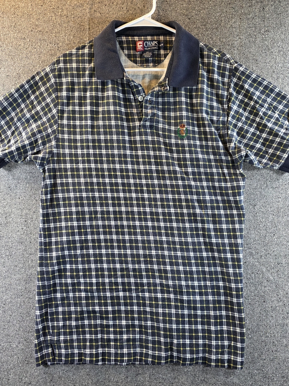 Vintage Chaps Ralph Lauren Plaid Polo Shirt Men’s Medium Crest 100% Cotton